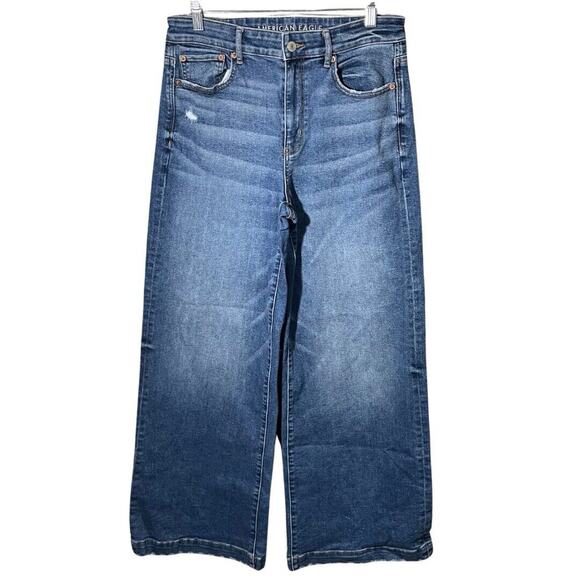American Eagle Outfitters Denim - American Eagle Wide Leg Jeans Women’s 8R Medium Wash Blue Stretch Denim